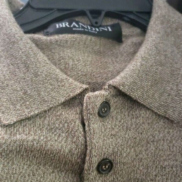 Brandini L Mens Sweater Merino Wool Green Made In Italy Long Sleeve Pullover - Picture 3 of 13